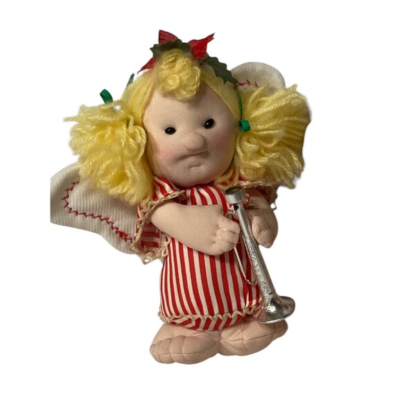 Vintage Christmas Angel Dolls Band Trumpets Horn Nostalgia set 3 handmade soft - Picture 7 of 14